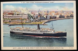 Vintage Postcard 1935 P & O Passenger Steamship Ship, Cuba