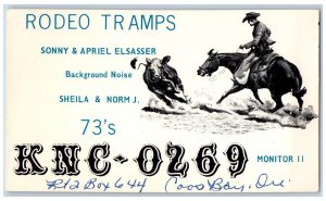 Rodeo Tramps Postcard Ham Radio KNC 0269 QSL Monitor II Horse Cowboy Vintage