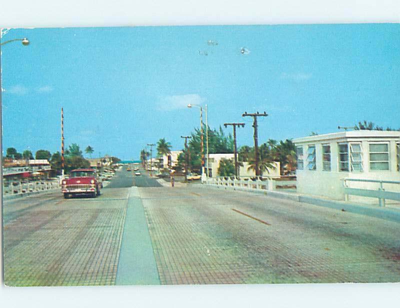 1950's BRIDGE Pompano Beach By Hillsboro Inlet & Fort Lauderdale FL G5019