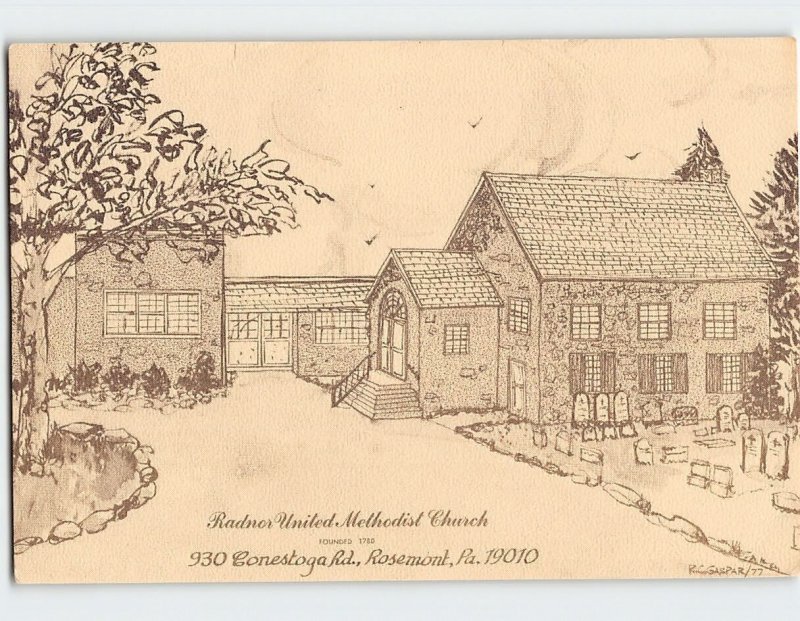 Postcard Radnor United Methodist Church, Rosemont, Pennsylvania