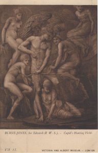 Burne Jones Cupids Hunting Fields Risque Nude Old Painting Postcard