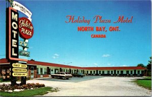 Postcard Ontario North Bay Holiday Plaza Motel Highway 11B Roadside 1970s K77