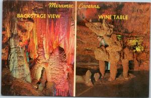 postcard Meramec Caverns - Backstage View and Wine Table Stanton Missouri