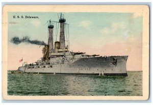 c1910's View Of U.S.S. Steamer Ship Delaware DE Unposted Antique Postcard