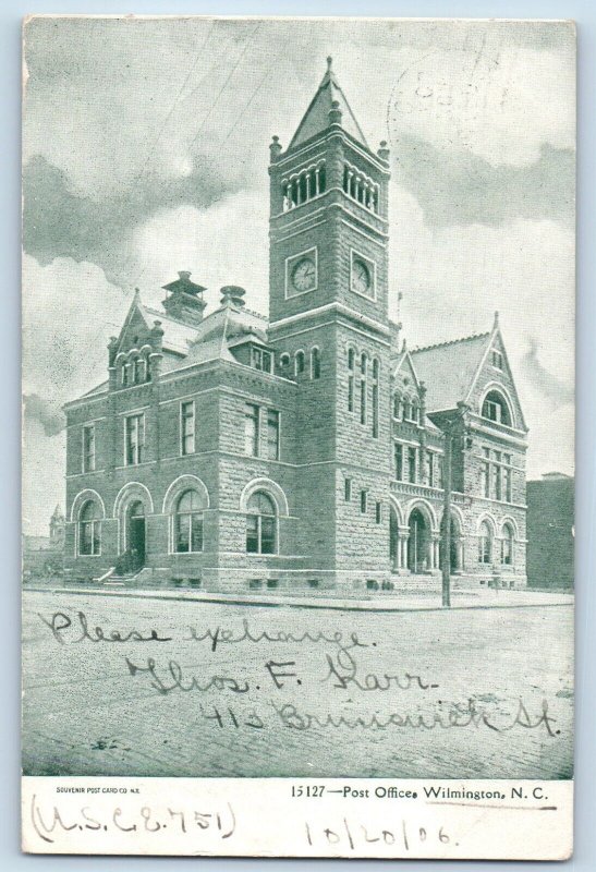 Wilmington North Carolina NC Post Office Exterior Building c1906 Vintage Antique