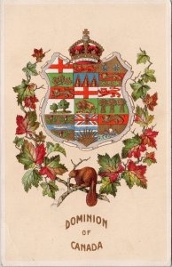 Dominion of Canada Patriotic Coat of Arms Beaver Shield Maple Leaf Postcard H49