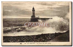 Old Postcard Treport Lighthouse lighthouse in stormy weather