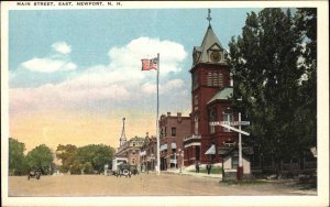 Newport New Hampshire NH Main Street Railroad Crossing Vintage Postcard