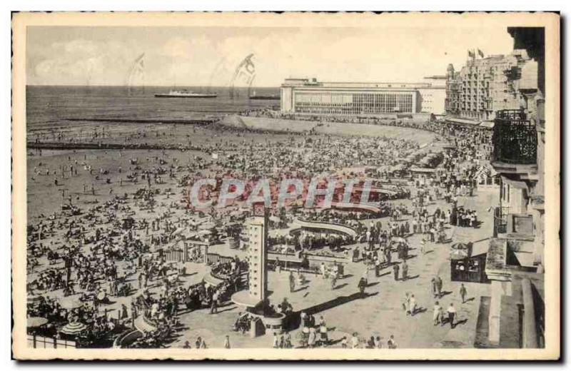 Old Postcard Belgium Kursaal Oostende and beach