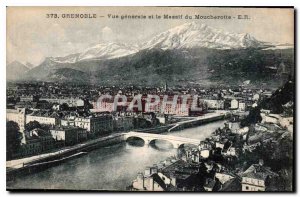 Old Postcard Grenoble General view and the Massif du Moucherotte