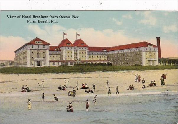 Florida Palm Beach View Of Hotel Breakers From Ocean Pier