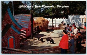 M-3956 Three Little Pigs One of the Many Features of Children's Zoo Roanoke V...