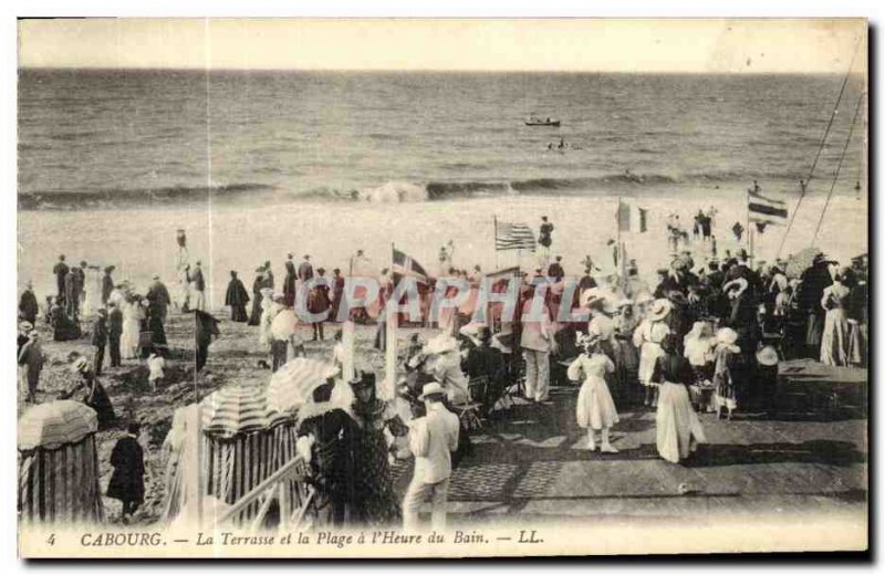 Old Postcard Cabourg La Terrasse and La Plage The Bath Time