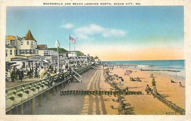 Maryland Ocean City Boardwalk Beach Postcard 22-9198