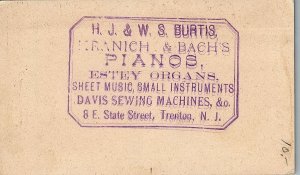 1880s ESTEY ORGAN CO BRATTLEBORO VT HARP PIANOS ORGANS TRADE CARD 25-213