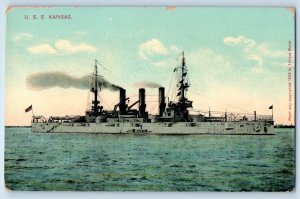 c1910's USS Kansas US Navy Battleship E Muller Unposted Antique Postcard