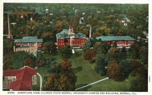 Vintage Postcard 1936 Aeroplane View Illinois State Normal University Normal IL