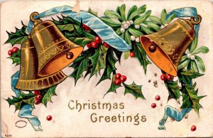 VINTAGE POSTCARD CHRISTMAS GREETINGS POSTMARK WHEELING WEST VIRGINIA FLAG CANCEL