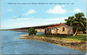 postcard FL - Pigeon Key with Seven Mile Bridge between Key West and Mainland