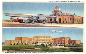 Municipal Airport Kansans City and Fairfax Airport Airplane Postcard Posted 1944