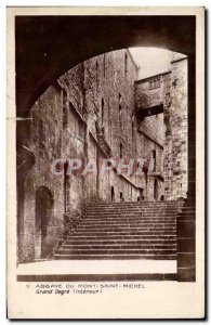 Old Postcard Mont Saint Michel Abbey Grand Degre