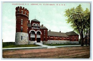 1908 Armory Company Exterior Roadside Trees View Glen Falls New York NY Postcard