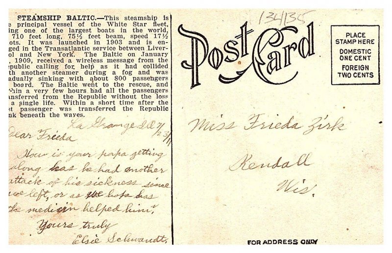 Steamship Baltic , White Star Line