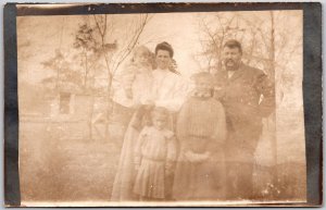 Family Picture Photograph Father Mother and Kids Postcard