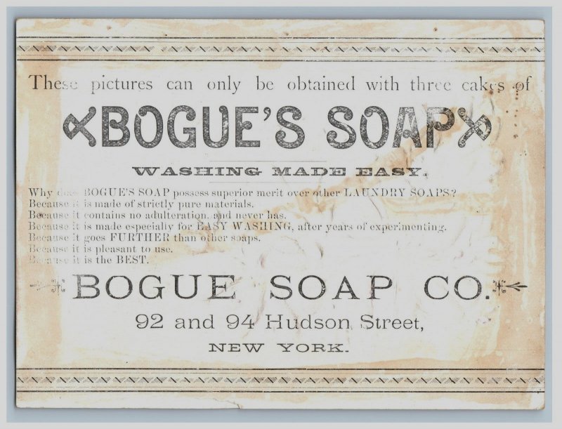 1880s-90s Embossed Bogue's Soap Co. Lovely Flowers Mountain #5T