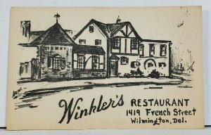 DE Wilmington Delaware WINKLER'S  RESTAURANT Vintage Roadside Postcard M1