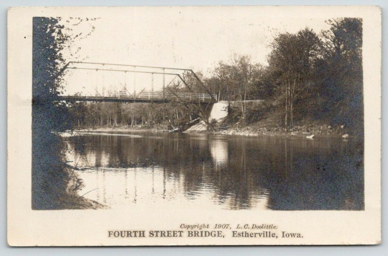 Estherville Iowa~Fourth Street Bridge~Through Truss~1907 LC Doolittle RPPC