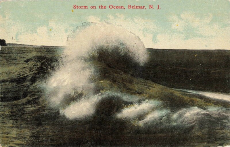 Postcard Storm on the Ocean Belmar New Jersey