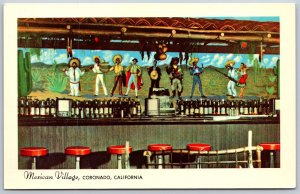 Vtg Coronado California CA Mexican Village Restaurant Bar Mural Postcard