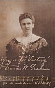 FRANCES W GRAHAM~TEMPERANCE ADVOCATE-MARCH TO VICTORY MUSIC POSTCARD 1910s