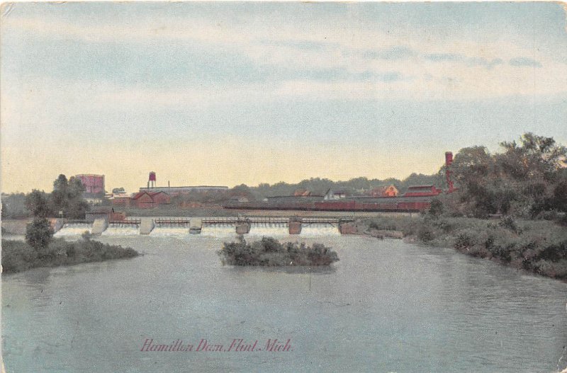 Flint Michigan c1910 Postcard Hamilton Dam