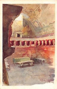 Italy Forum Baths Interior Pompei Art vintage postcard B994