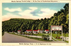 TN, Tennessee MARTIN SPRINGS TOURIST LODGE Roadside~Hwy 41 & 64 Motel  Postcard