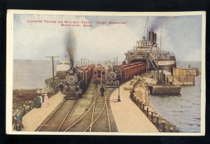 Mackinaw, Michigan/MI Postcard, Loading Trains On Railway Ferry, 'Chief ...