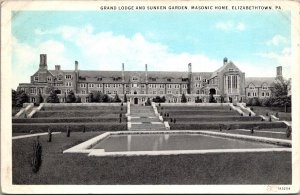 Grand Lodge and Sunken Garden Masonic Home Elizabethtown PA Vintage Postcard O69