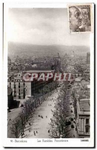 Old Postcard Espana Spain Spain Barcelona Las Ramblas Panoramica