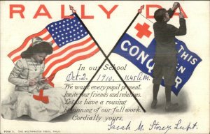 Patriotic Rally Day Children American Flag 1910 Postcard