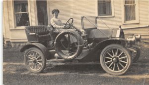 J3/ Interesting Early Automobile RPPC Postcard c1910 Woman 182