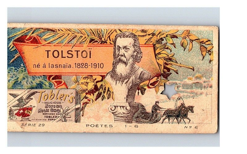 Vintage 1890's Victorian Trade Card Toblerone Swiss Chocolate - Tolstoi-Tolstoy