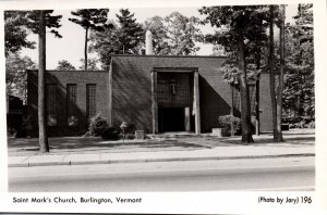 VINTAGE POSTCARD SAINT MARK'S CHURCH AT BURLINGTON VERMONT REAL PHOTO RPPC