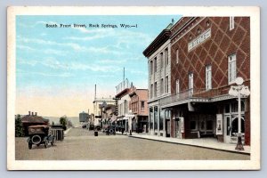 K6/ Rock Springs Wyoming Postcard c1920s South Front St Stores  213