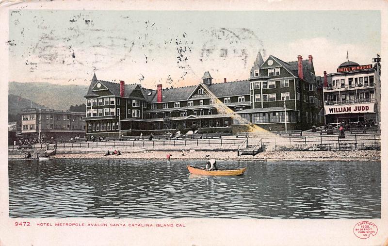 Hotel Metropole, Avalon, Catalina Is., California, Early Postcard, Used in 1910