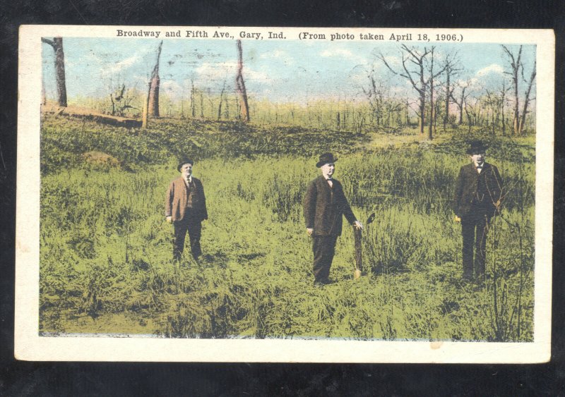 GARY INDIANA BROADWAY AND FIFTH AVE. VINTAGE POSTCARD