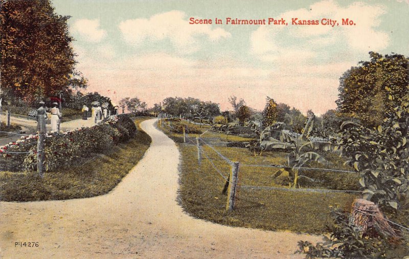 Scene in Fairmount Park, Kansas City, Missouri, Early Postcard, Unused 