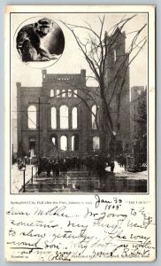 Springfield City Hall After Fire  January 6  1905  Massachusetts   Postcard