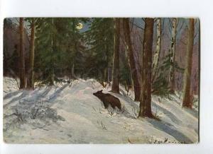 270091 RUSSIA NAYDEN HUNTING moon winter forest #59 Bear old